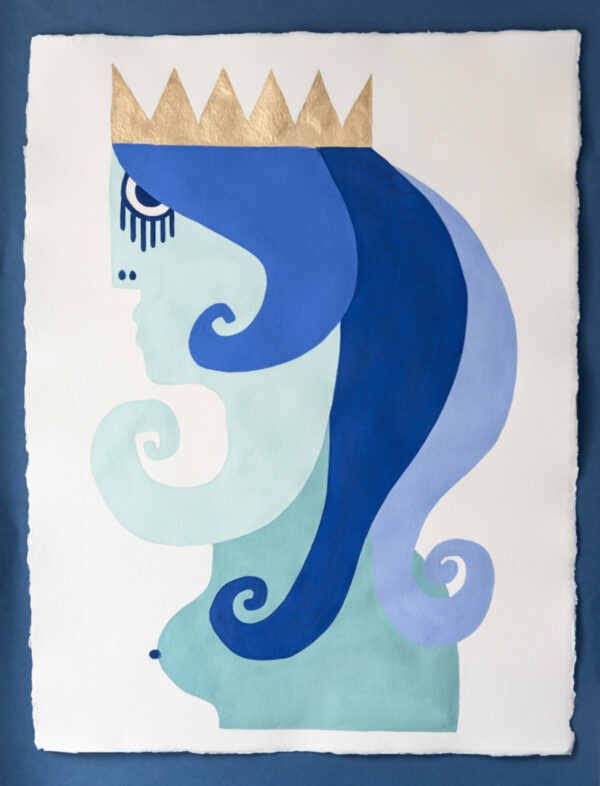 Miriam Colognesi The Queen 2024 Pigments & Gold Leaf on Cotton paper 49 x 55 cm