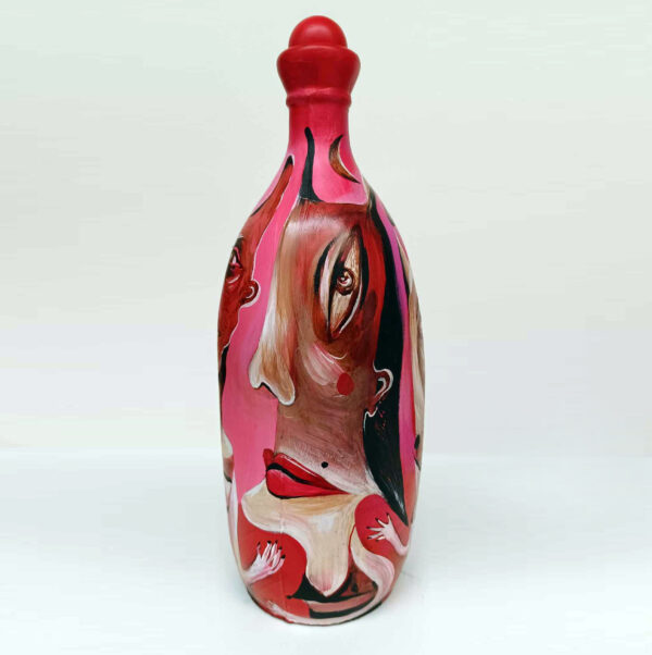 Pink Dream, Hand painted glass bottle