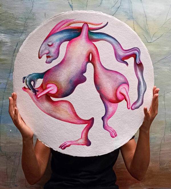 Mother of Fertility, Ink, aquarelle and acrylics on hand-made Japanese fine art paper 50 x 50 cm.